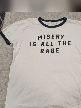 Misery Is All The Rage Ringer Tee Shirt By LifeClub UK Sz L